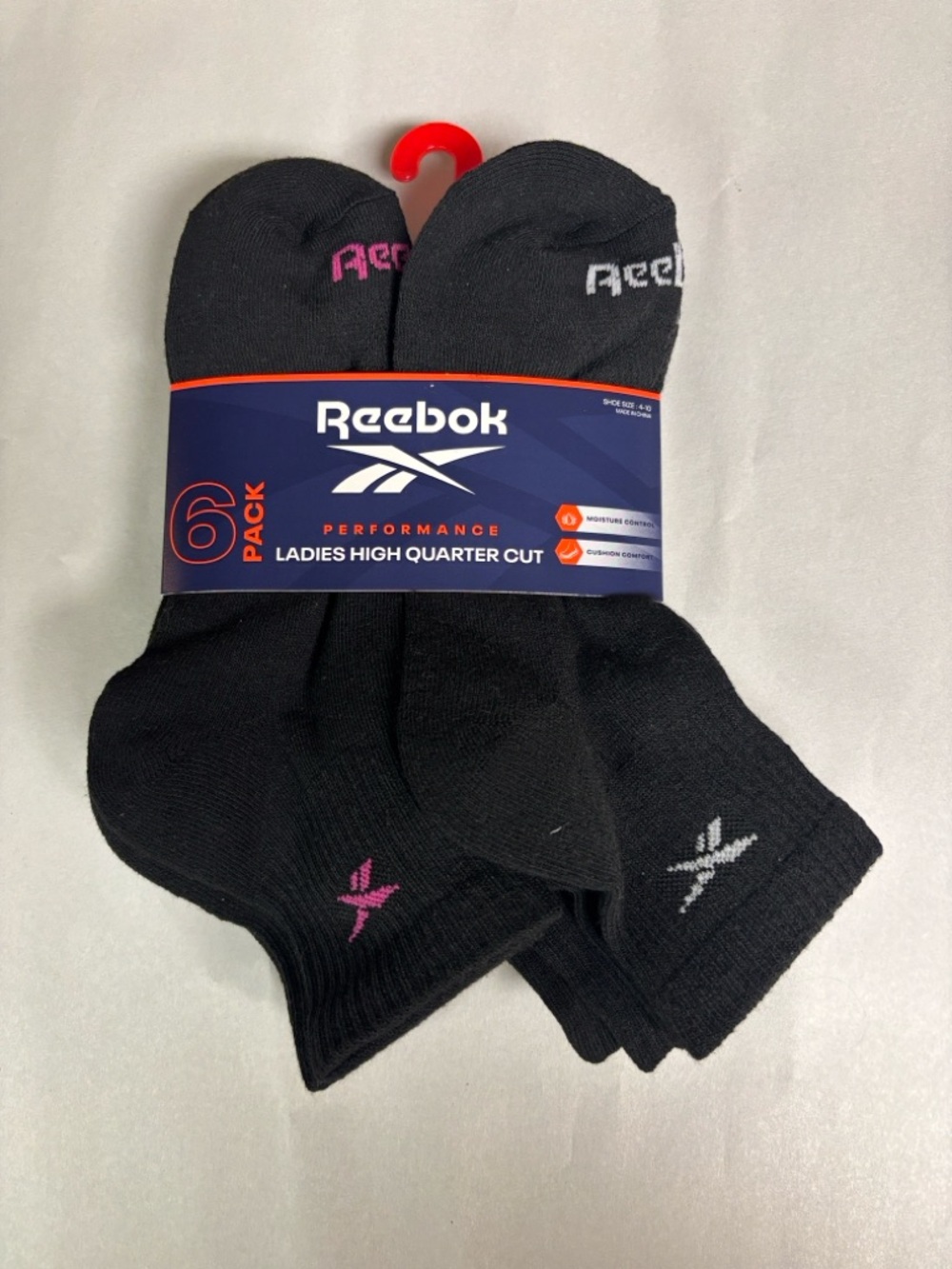 New Reebok Socks Women’s 6 Pair Black High Quarter Cut Casual Active Athletic - Picture 13 of 13